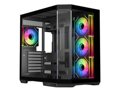 RYZE Mythic MT500 4F Black 1x ARGB fan, 3x ARGB Reverse ATX, Dual chamber case