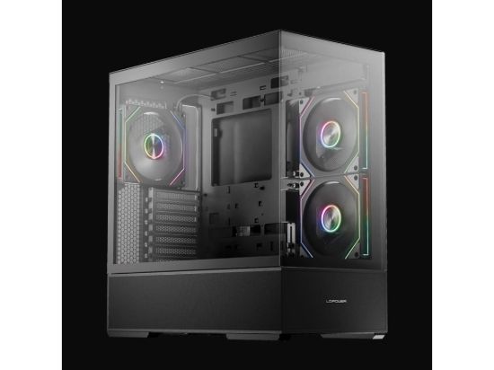 LC-Power Case Gaming 812BOnyx Vision, Midi-Tower, ATX3xARGB fans,GPU: 400mm, CPU Cooler: 190m