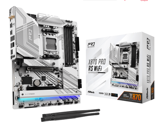 ASROCK MB X870 PRO RS WIFIAMD X870, 4xDDR5, 3xM.24xSATA, WIFI7, USB4, RAID, ATX, 2.5G LAN
