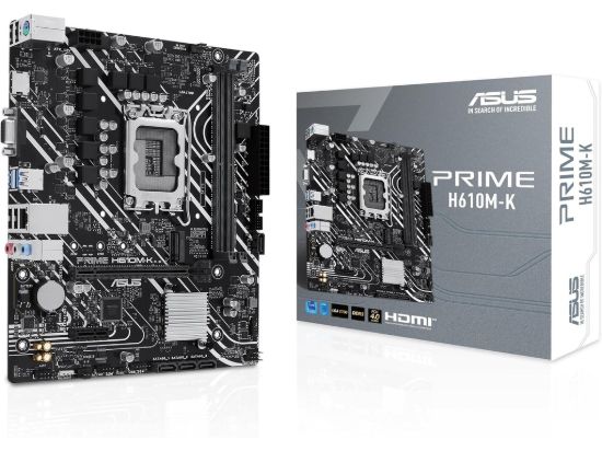 ASUS MB PRIME H610M-KLGA 1700, 2x DDR5,1x M.2,6xUSB1x VGA, 1x HDMI, mATX