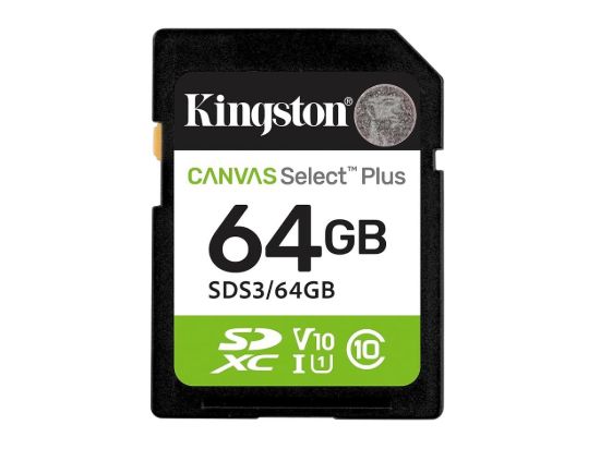 Kingston SD 64GB Class 10Canvas Select Plus100MBs Read,Class 10 UHS-I