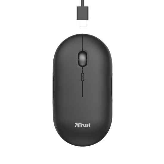 Trust Puck wireless punjivimiš, ultra-thin, silent,800-1600 dpi, obje ruke, 4 tipke, crni