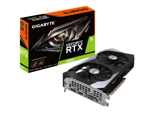 Gigabyte RTX 3050 WindForce;8GB GDDR6 128bitDP, HDMI,DVI;